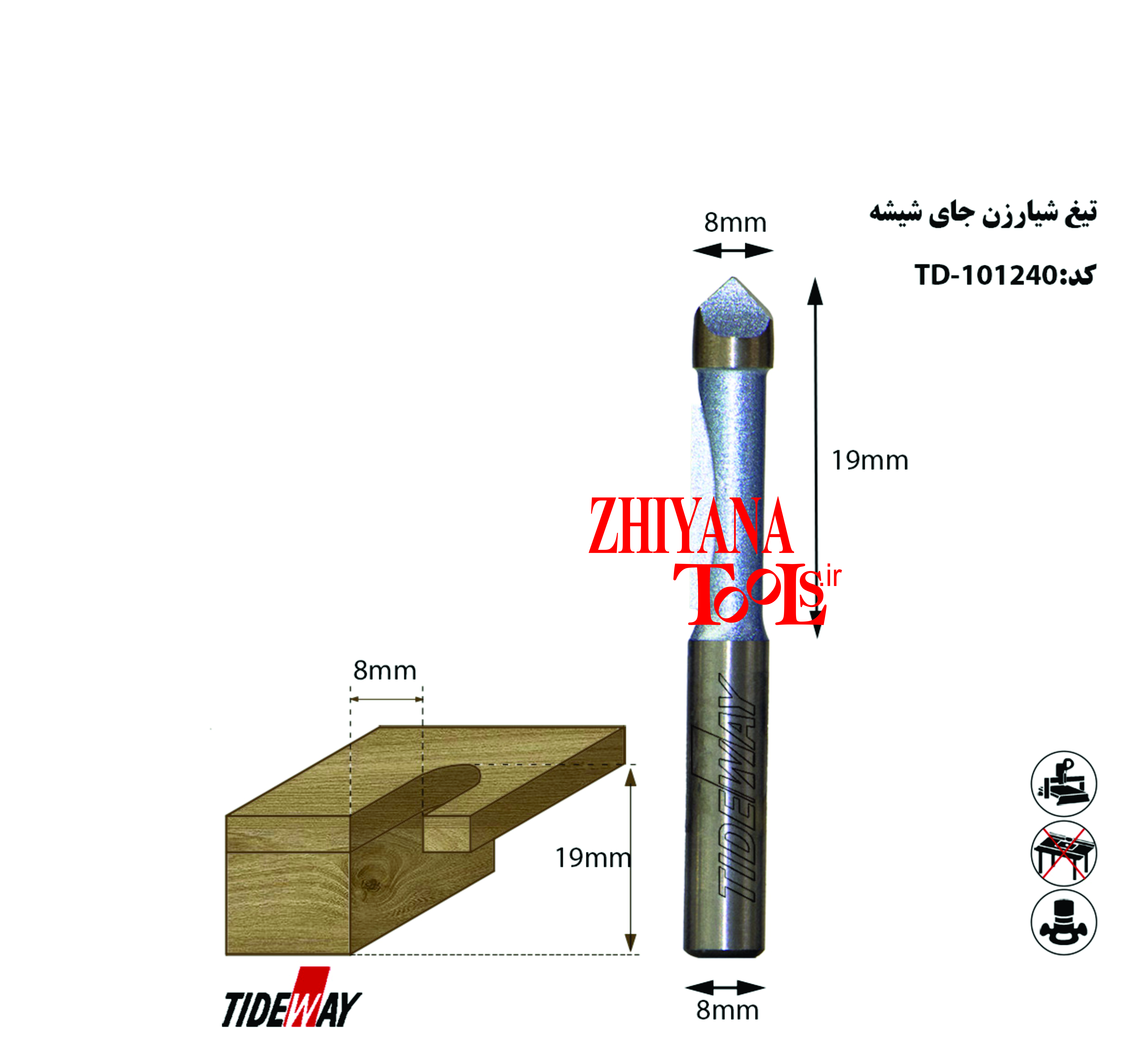تیغ شیارزن 8       جای شیشه