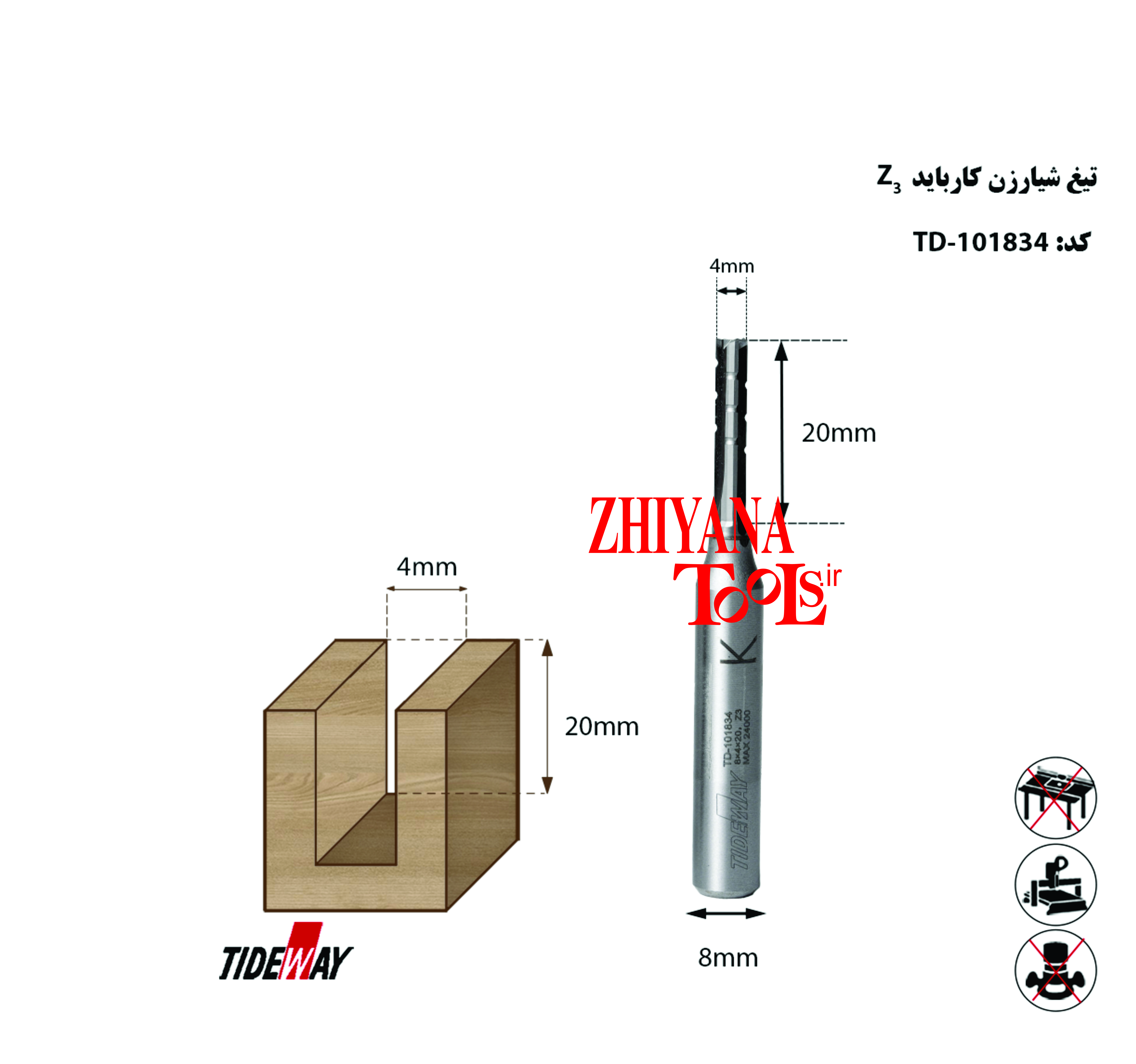 تیغ شیارزن 4 3پر شیار دار